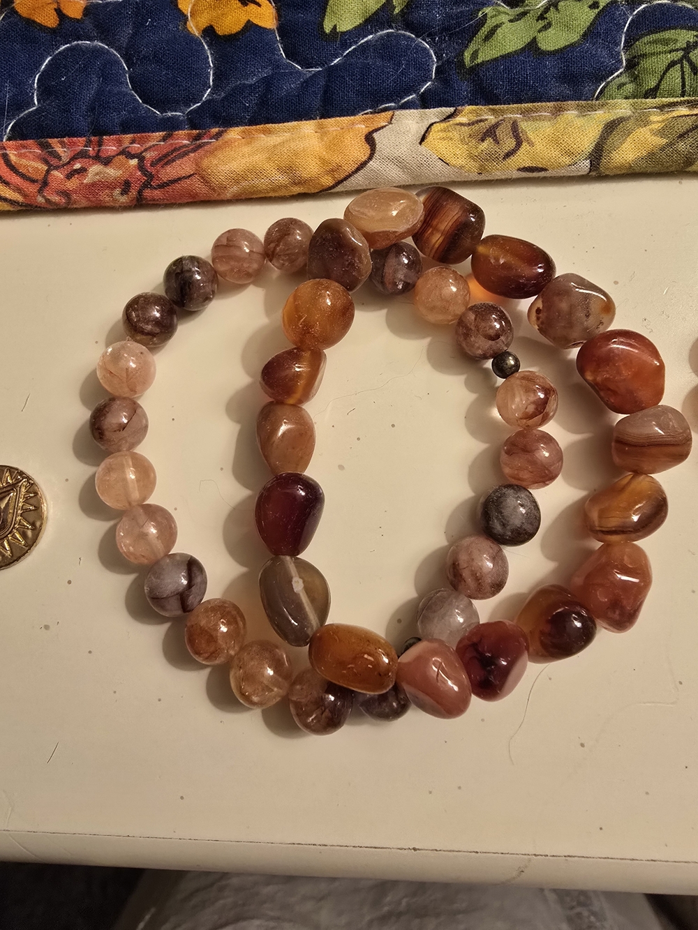 Natural Multi-Tone Agate Bead Stretch Bracelet - Women Jewelry
